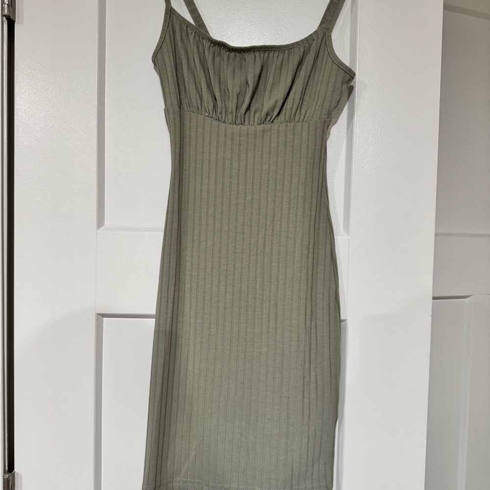 Princess Polly Sage Green Ribbed Midi Dress